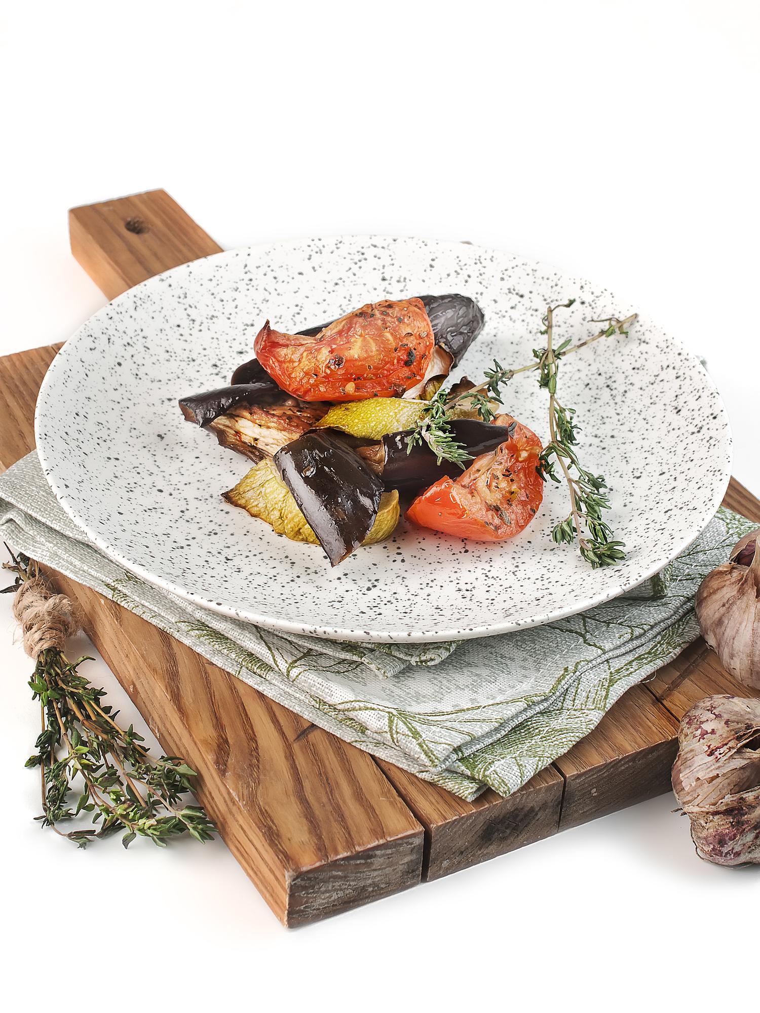 large plated quick dinner on stone surface